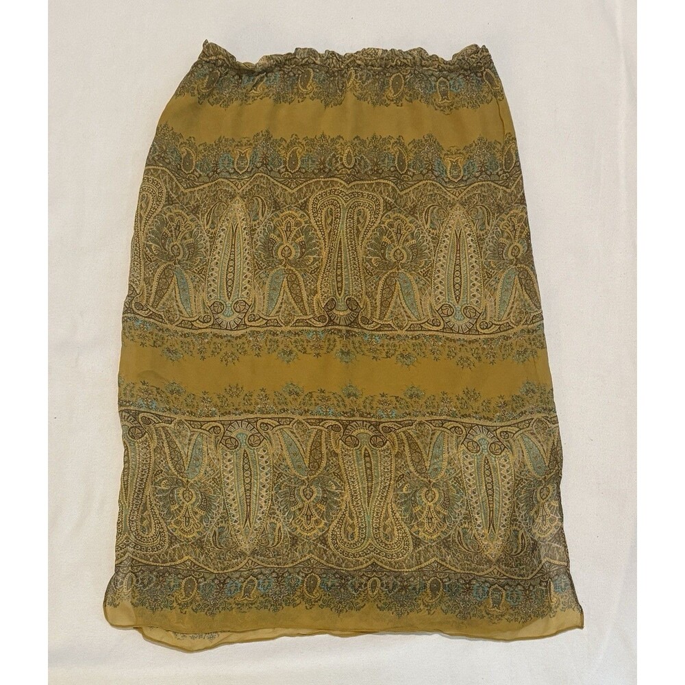 Massimo Dutti Women Silk Maxi Skirt Size 8 Hippie Hippy Vacation Resort Designer - Picture 3 of 12